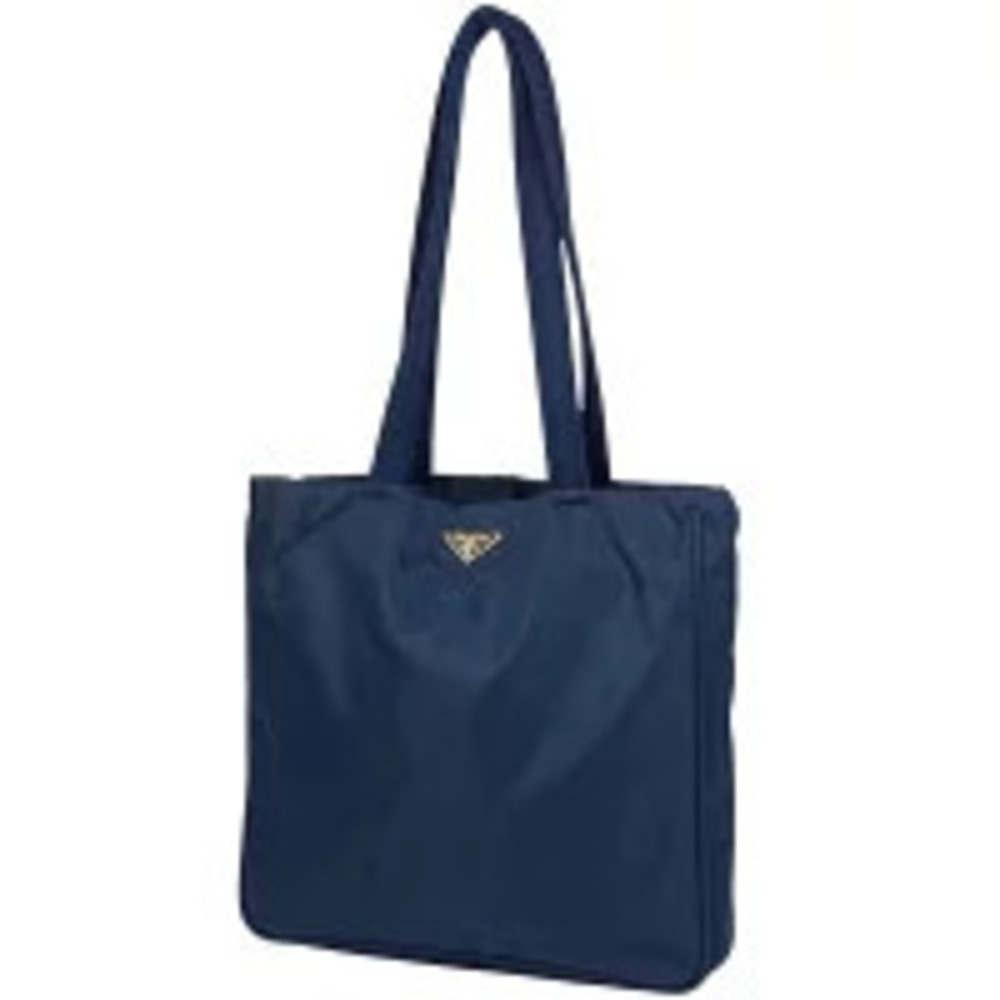 Prada Tessuto Crossbody Plate Tote Bag Shoulder Navy Blue
